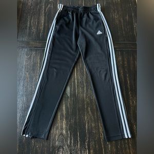Adidas Black Track Pants with 3 stripes.Size Medium